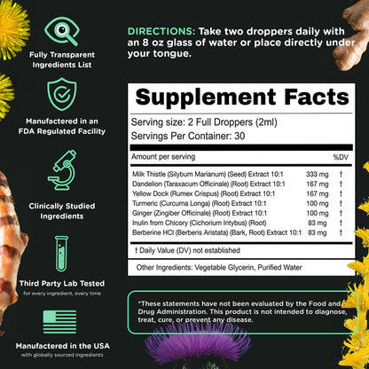 Milk Thistle Herbal Liquid Supplement - Doctor-Formulated Botanical Blend with Milk Thistle and Dandelion Root