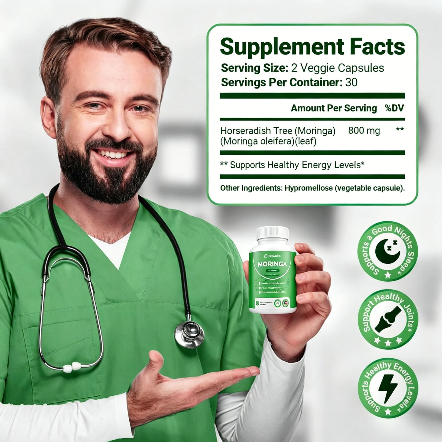 Rosabella Moringa Powder Capsules